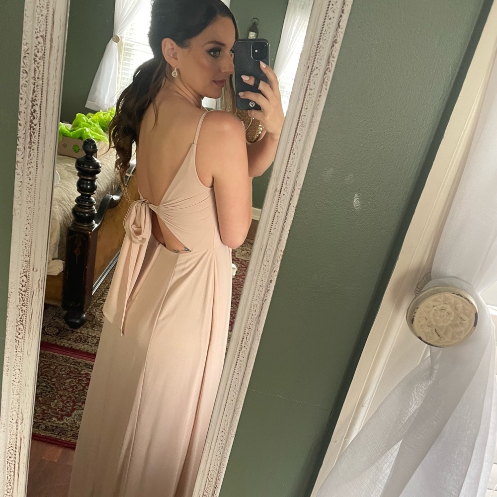 chiffon spaghetti strap bridesmaid dress